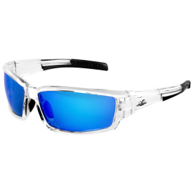 Bullhead BH1419AF Maki Safety Glasses, Blue Mirror Lens, Crystal Clear Frame, Anti-Fog, Precision Lens