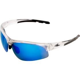 Bullhead BH1612 Wahoo Safety Glasses, Blue Mirror Precision Lens, Crystal Clear Frame