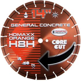 Diamond HDMAXX Heavy Duty Orange High Speed Diamond Blade 14" X .125 X UNIV