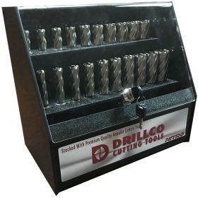 Drillco 912N32D Cobalt Bronze Cobalt Annular Cutters 2 x 1/2"; 2 x 5/8"; 2 x 11/16"; 2 x 3/4"; 2 x 13/16"; 2 x 7/8"; 2 x 15/16"; 2 x 1"; 2 x 1-1/16"; 2 x 1-1/8"; 12 x pins