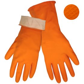 Global Glove 180F Flocklined, Latex, Fishscale Pattern Grip Glove w/Rolled Cuff, Chemical Resistant, 2XL, 12PK