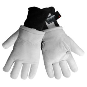 Global Glove 2800GDC Thinsulate Split Gray Goatskin Insulated Premium Freezer Glove with Knit Wrist Cuff, Large, 12PK