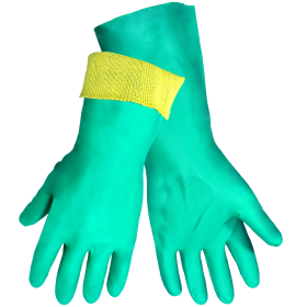 Global Glove 515KEV Green Nitrile Gloves, Chemical Resistant, Unsupported, Large, 12PK