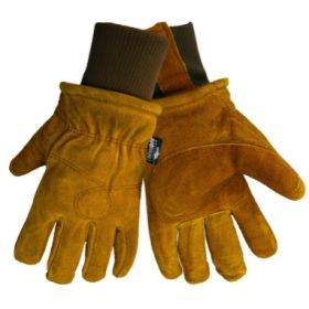 Global Glove 524 Premium Grade Russet Cow Split Freezer Glove with Knit Wrist Cuff, Large, 12PK