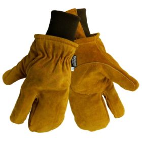 Global Glove 591F Premium Grade Cow Split Leather, Split Index Finger, Freezer Mitten, Large, 12PK