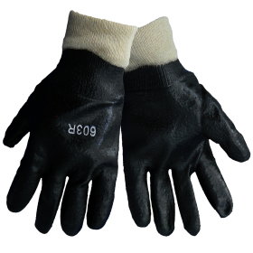 Global Glove 603R Black PVC Interlock Liner Glove, Semi Rough Finish, Knit Wrist, Large, 12PK