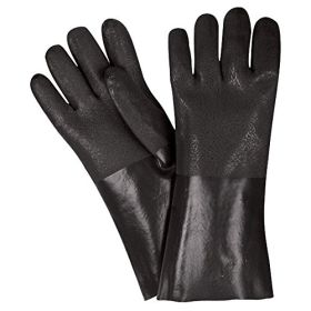 Global Glove 618R Black PVC Interlock Liner Glove, Semi Rough Finish, 18", Large, 12PK