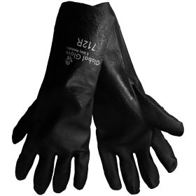 Global Glove 712R Premium Supported PVC Glove, Double Dipped, Jersey Liner, Rough Finish, 12", XL, 12PK