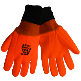 Global Glove 880KW FrogWear PVC Double Dipped High Visibility Glove w/Knit Wrist Cuff, Chemical Resistant, Large, 12PK