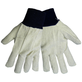 Global Glove C110 Cotton Canvas Glove w/Blue Knit Wrist Cuff, Large, 12PK