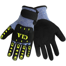 Global Glove CIA617V Vise Gripster C.I.A. Tuffalene® HDPE, Double Mach Finish Nitrile Gloves, Cut Resistant, Large, 12PK