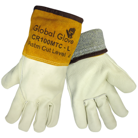 Global Glove CR100MTC Cow Grain Kevlar Sewn Mig Tig Welder Gloves, Cut Resistant, Large, 12Pk