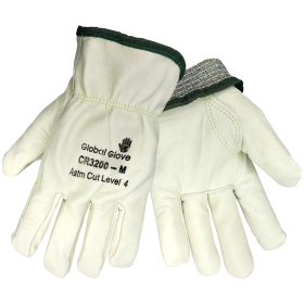 Global Glove CR3200 Aralene Kevlar Fiber Premium Cow Grain Palm Glove, Cut Resistant, 2XL, 12PK