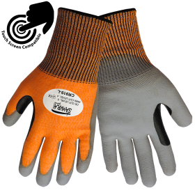 Global Glove CR919 Samurai, Hi-Vis, Tuffalene® HDPE Liner, Polyurethane Dipped Gloves, Cut Resistant, Large, 12PK