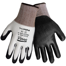 Global Glove PUG-411 Samurai Black Polyurethane Dyneema HDPE Gloves, 2XL, 12PK