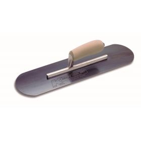 Kraft Tools CF271B 12"x3" Blue Steel Pool Trowel with a Camel Back Wood Handle on a Short Shank