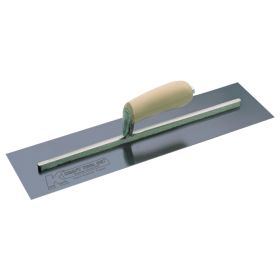 Kraft Tools CF729B-10R 18"x4" Blue Steel Concrete Finishing Trowel - 10 Rivets w/Short Shank and Camel Back Wood Handle