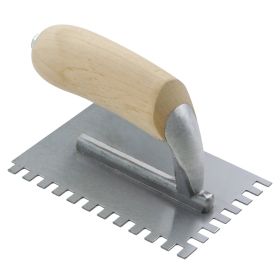 Kraft Tools ST394 1/4"x1/4"x1/4" Square-Notch Midget Trowel with Wood Handle