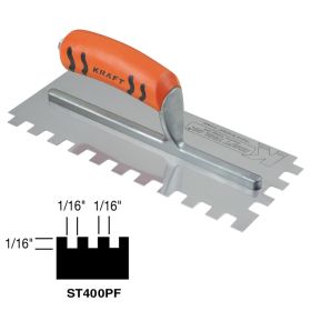 Kraft Tools ST400PF 1/16" x 1/16" x 1/16" Square-notch Trowel with ProForm® Handle