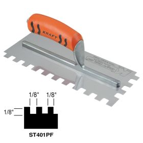 Kraft Tools ST401PF 1/8" x 1/8" x 1/8" Square-Notch Trowel with ProForm® Handle