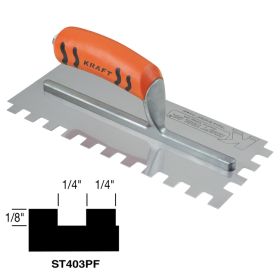 Kraft Tools ST403PF 1/4" x 1/8" x 1/4" Square-Notch Trowel with ProForm® Handle