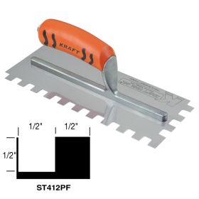 Kraft Tools ST412PF 1/2" x 1/2" x 1/2" Square Notch Trowel with ProForm® Handle