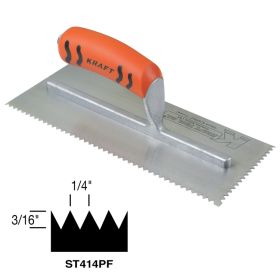 Kraft Tools ST414PF 3/16" x 1/4" Sawtooth V-notch Trowel with ProForm® Handle