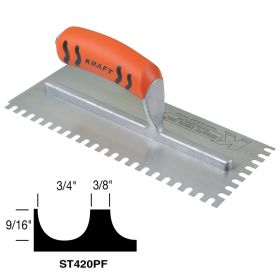 Kraft Tools ST420PF 3/4" x 9/16" x 3/8" U-notch Trowel with ProForm® Handle