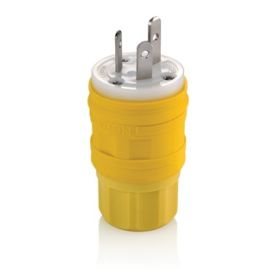 Leviton 14W07 Industrial Grade Plug, Wetguard 15/10 Amp, 125/250 Volt