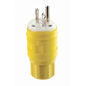 Leviton 14W33 Industrial Grade Plug, Wetguard 20 Amp, 125 Volt