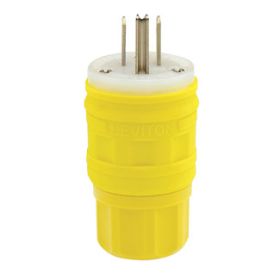 Leviton 14W47 Industrial Grade Plug, Wetguard 15 Amp, 125 Volt