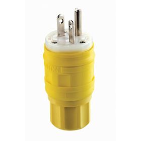 Leviton 14W48 Industrial Grade Plug, Wetguard 20 Amp, 250 Volt