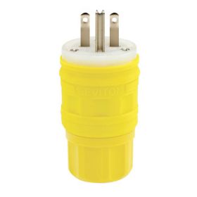 Leviton 14W49 Industrial Grade Plug, Wetguard 15 Amp, 250 Volt