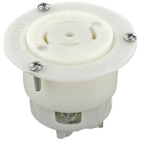 Leviton 3525-C Industrial Grade Flanged Outlet 20/10 Amp, 250 Volt AC/DC/600 Volt AC