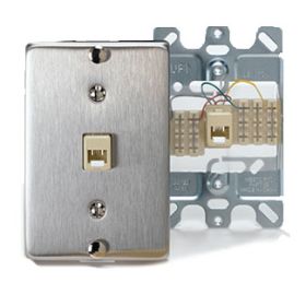 Leviton 40223-S Telephone Wall Jack, Stainless Steel