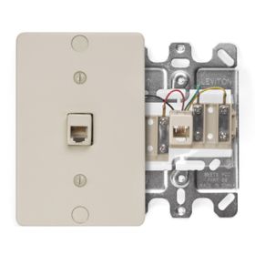 Leviton 40257-I Telephone Wall Jack, Ivory