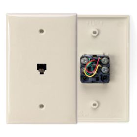 Leviton 40539-PMI Telephone Wall Jack, Ivory