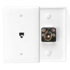 Leviton 40539-PMW Telephone Wall Jack, White