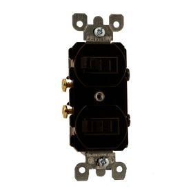 Leviton 5224-2 Duplex Style Single-Pole / Single-Pole AC Combination Switch, 15 Amp, 120/277 Volt, Brown