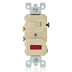 Leviton 5226-I Duplex Style Single-Pole/Neon Pilot Combination Switch, 15 Amp, 120 Volt, Ivory