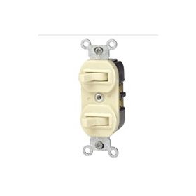 Leviton 5241-T Duplex Style Single-Pole/3-Way AC Combination Switch, 15 Amp, 120/277 Volt, Light Almond