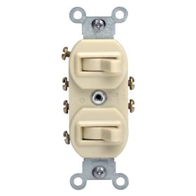 Leviton 5243-I Duplex Style 3-Way/3-Way AC Combination Switch, 15 Amp, 120/277 Volt, Ivory