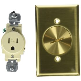 Leviton 5249-TFB 1-Gang Single Receptacle Floor Box, Tamper-Resistant, Brass Finish, 15-Amp, 125V