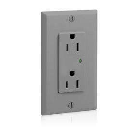 Leviton 5280-GY Surge Protector Receptacle, 15 Amp, 125 Volt, 5-15R NEMA, Gray