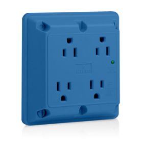 Leviton 5480-BU Surge Protector Four-In-1 Receptacle, 15 Amp, 125 Volt, 5-15R NEMA, Blue