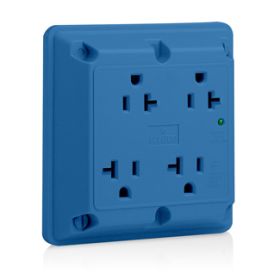 Leviton 5490-BU Surge Protector Four-In-1 Receptacle, 20 Amp, 125 Volt, 5-20R NEMA, Blue