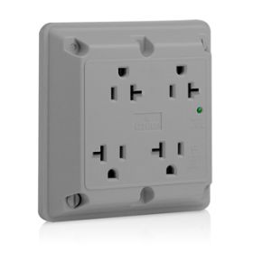 Leviton 5490-GY Surge Protector Four-In-1 Receptacle, 20 Amp, 125 Volt, 5-20R NEMA, Gray