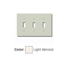 Leviton 78011 Switch Wallplate, Standard Size, Gang 3, Light Almond