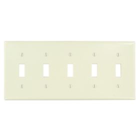Leviton 78023 Switch Wallplate, Standard Size, Gang 5, Light Almond