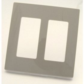 Leviton 80309-SGY Decora Wallplate, Screwless, Standard Size, Gang 2, Gray